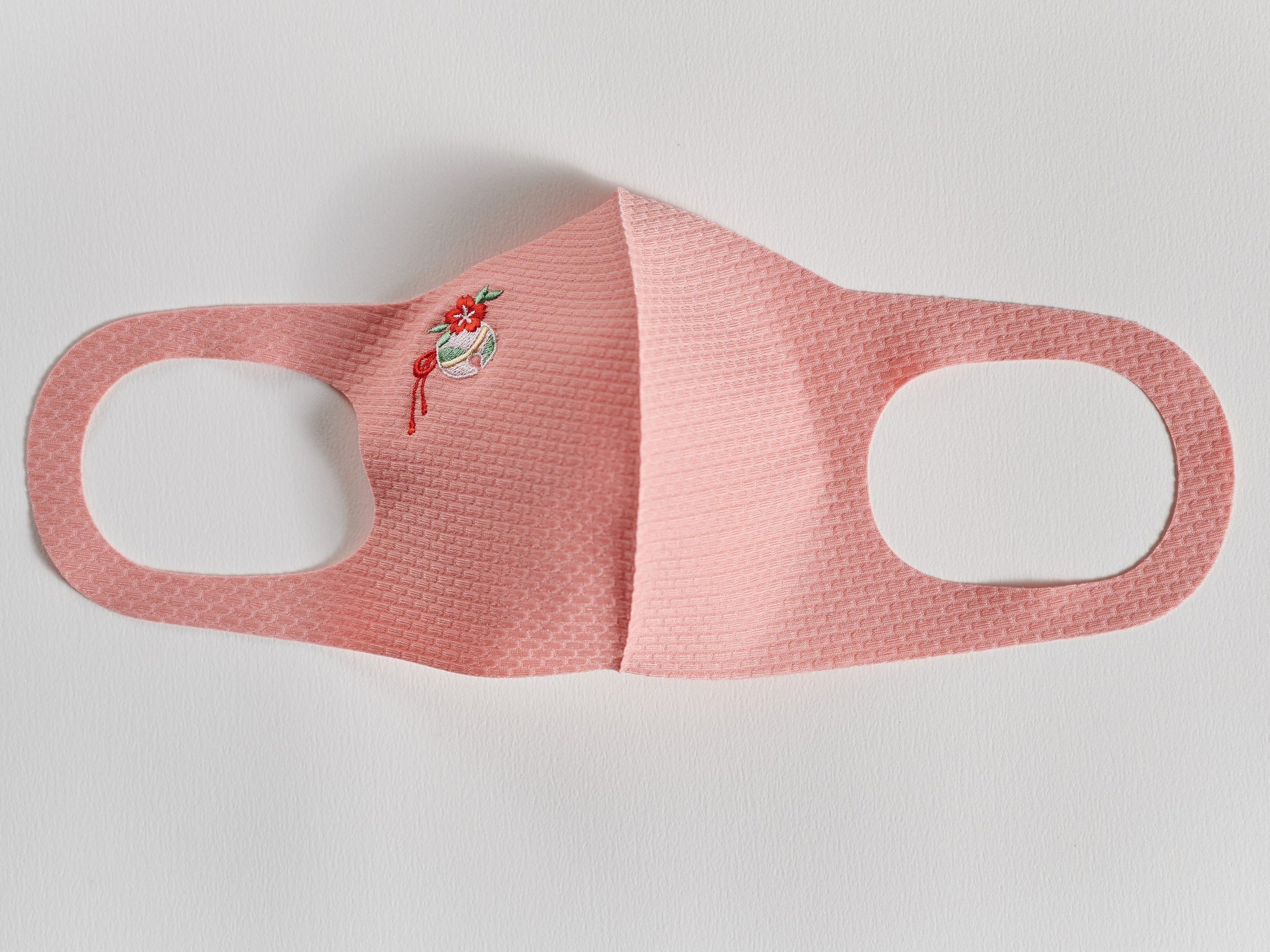 ワッフル刺繍マスク　鈴柄