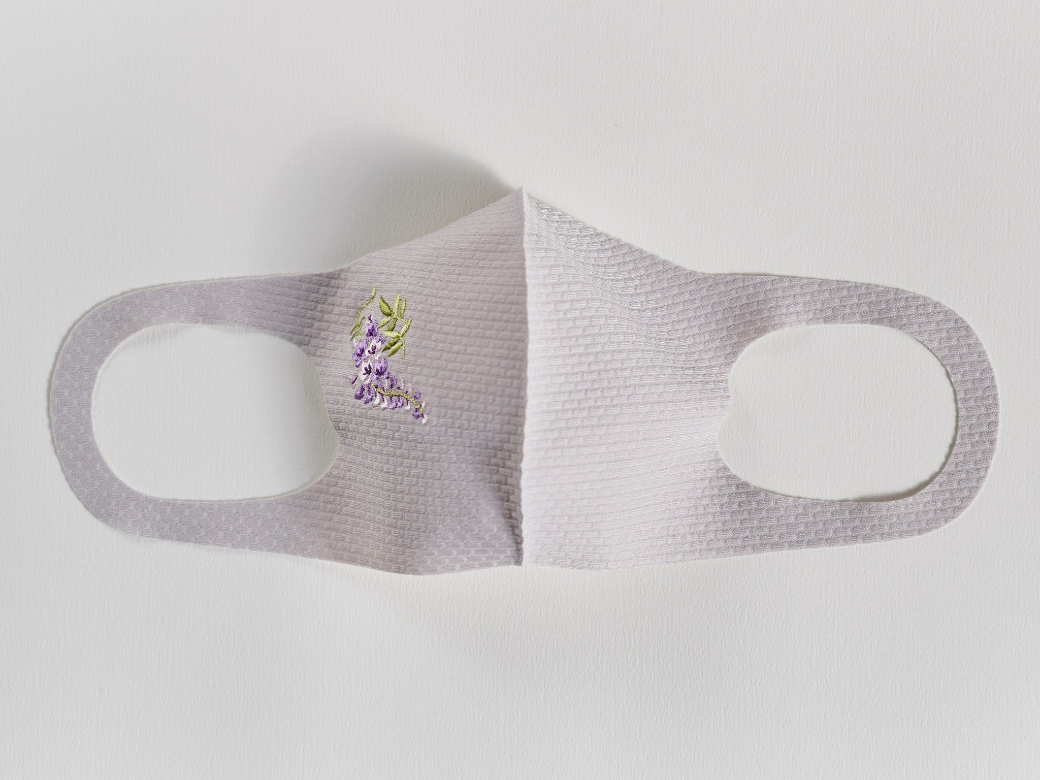 ワッフル刺繍マスク　藤柄